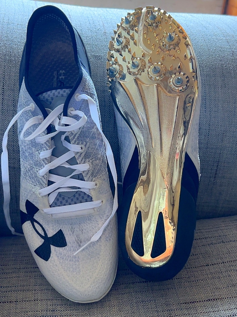 Under Armour SpeedForm Track & Field Racing Spikes White Black Gold 🏃♀️✨